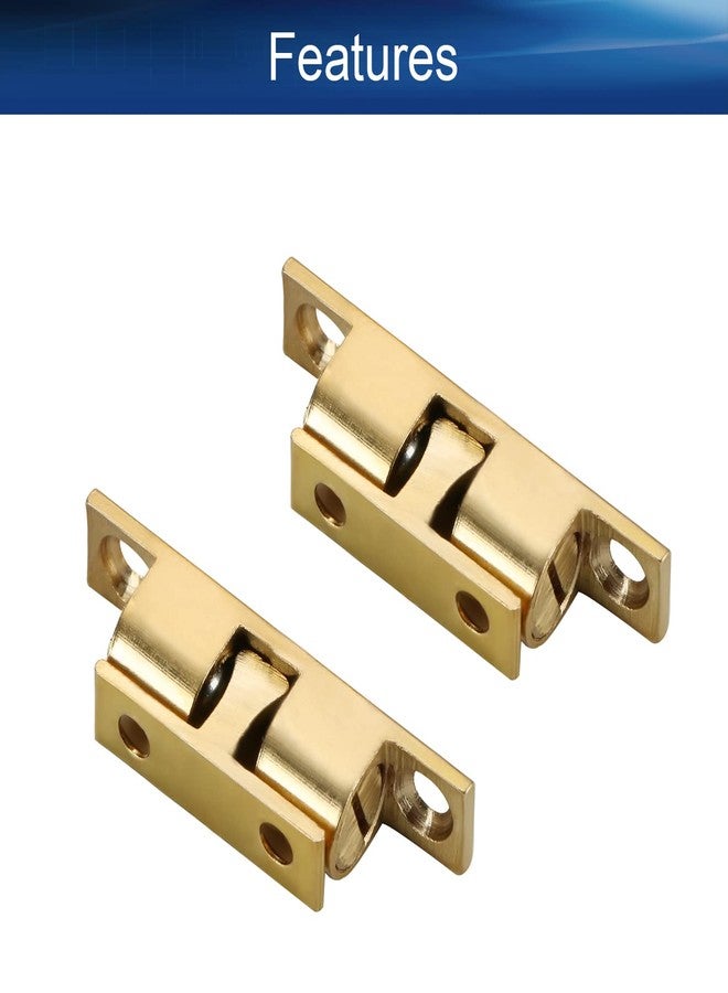 Yinpecly 2pcs Brass Cabinet Door Closet Double Ball Tension Latch Catch Hardware Fitting for Cabinet Closet Furniture Door, 1.38 inch Length Copper Tone - Image 3